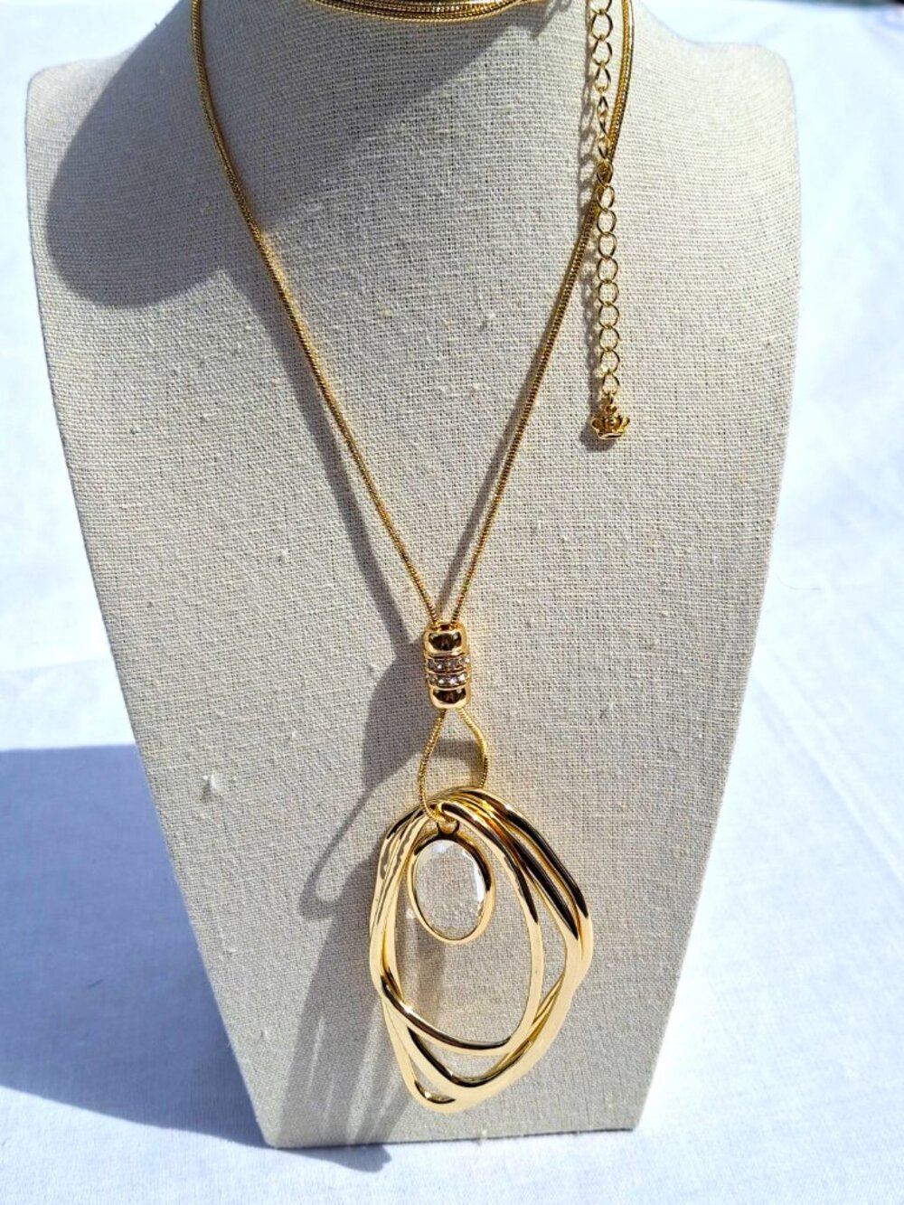 Long Gold Tone Lariat Style Statement Necklace Premier Fashion Forward